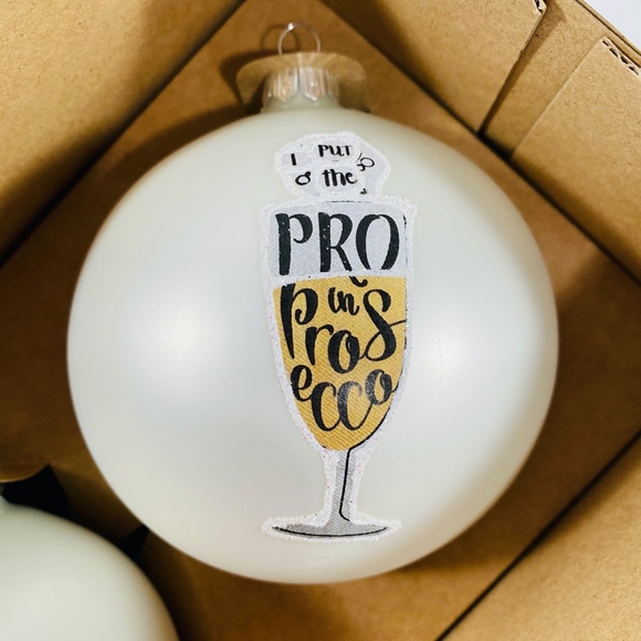 Vitbis Christmas Glass Ornaments Prosecco Set of 2 - Picture 2 of 3